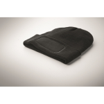 Unisex RPET polyester beanie with patch black colour fourth photographic view