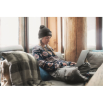 Unisex RPET polyester beanie with patch black colour main ambient view