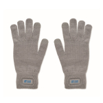 Recycled polyester gloves with patch dark grey colour view with print area