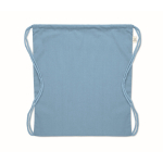 Recycled cotton and RPET drawstring backpack, 140 g/m² riviera blue colour second view