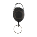 Recycled ABS and zinc keyring with cord and carabiner black colour