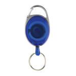 Recycled ABS and zinc keyring with cord and carabiner blue colour