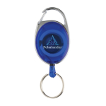 Recycled ABS and zinc keyring with cord and carabiner blue colour