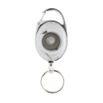 Recycled ABS and zinc keyring with cord and carabiner white colour