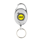 Recycled ABS and zinc keyring with cord and carabiner white colour