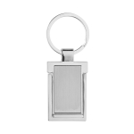 Metal rectangle keyring, phone stand function silver colour