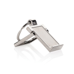 Metal rectangle keyring, phone stand function silver colour third view