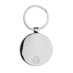 Round bamboo and recycled zinc alloy keyring silver colour