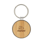 Round bamboo and recycled zinc alloy keyring silver colour