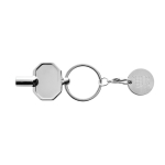 Recycled zinc keyring with radiator key and trolley token silver colour