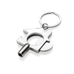 Recycled zinc keyring with radiator key and bottle opener silver colour