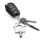 Recycled zinc keyring with radiator key and bottle opener silver colour