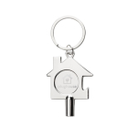 Recycled zinc keyring with radiator key and bottle opener silver colour