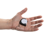 Recycled plastic and steel keyring with 1 m tape measure white colour