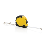 Recycled plastic and steel keyring with 1 m tape measure yellow colour