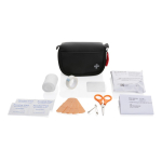Branded first aid kit in nubuck with 15 accessories black colour