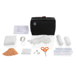 Promotional nubuck first aid kit with 24 accessories black colour
