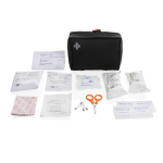 Promotional nubuck first aid kit with 24 accessories black colour