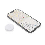 Recycled plastic item tracker, Apple-compatible white colour