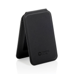 Magnetic phone wallet in synthetic leather with stand black colour