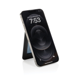 Magnetic phone wallet in synthetic leather with stand black colour