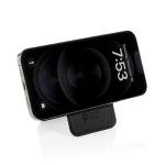 Magnetic phone wallet in synthetic leather with stand black colour