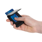 Magnetic phone wallet in synthetic leather with stand black colour