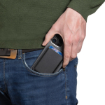 Magnetic phone wallet in synthetic leather with stand black colour