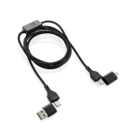 Charging and data transfer cable with anti-theft button black colour