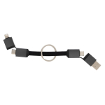 Fast-charging cable in recycled aluminium with 4-in-1 keyring grey colour