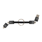 Fast-charging cable in recycled aluminium with 4-in-1 keyring grey colour