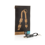 Fast-charging cable in recycled aluminium with 4-in-1 keyring grey colour