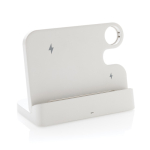 Wireless charging stand in recycled plastic for 3 devices white colour