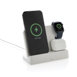 Wireless charging stand in recycled plastic for 3 devices white colour