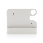 Wireless charging stand in recycled plastic for 3 devices white colour