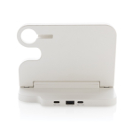 Wireless charging stand in recycled plastic for 3 devices white colour