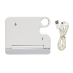Wireless charging stand in recycled plastic for 3 devices white colour