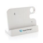Wireless charging stand in recycled plastic for 3 devices white colour