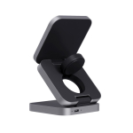 3-in-1 portable wireless charger in recycled aluminium grey colour