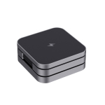 3-in-1 portable wireless charger in recycled aluminium grey colour