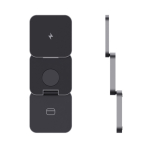 3-in-1 portable wireless charger in recycled aluminium grey colour