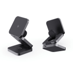 3-in-1 portable wireless charger in recycled aluminium grey colour