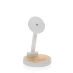 2-in-1 magnetic wireless charger in recycled plastic and bamboo white colour