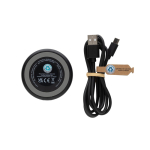 3-in-1 magnetic wireless charger in recycled plastic and bamboo black colour third view