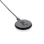 3-in-1 magnetic wireless charger in recycled plastic and bamboo black colour view with logo