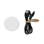 3-in-1 magnetic wireless charger in recycled plastic and bamboo white colour