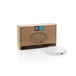 3-in-1 magnetic wireless charger in recycled plastic and bamboo white colour