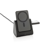 Recycled plastic wireless charger with 3-in-1 charging stand black colour