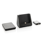 Recycled plastic wireless charger with 3-in-1 charging stand black colour