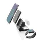 Recycled plastic wireless charger with 3-in-1 charging stand black colour